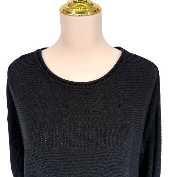 Daisy Fuentes Tunic Sweater XL Black White Stripe Knit Long Sleeve Crew Neck EUC - Picture 3 of 14